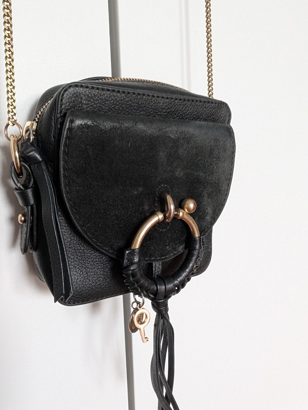 See By Chloé Joan Mini Camera Bag In Black Leather & Suede Crossbody or Shoulder - Picture 4 of 9